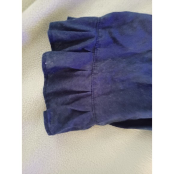 Lane Bryant Blouse Womens 18/20 Blue Ruffle Trim Short Sleeve Linen Cotton Blend - Picture 6 of 9